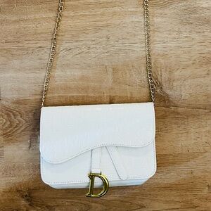 Dior White Clutch with Gold Chain